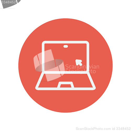 Image of Laptop and cursor thin line icon