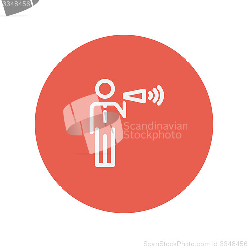 Image of Man with megaphone thin line icon