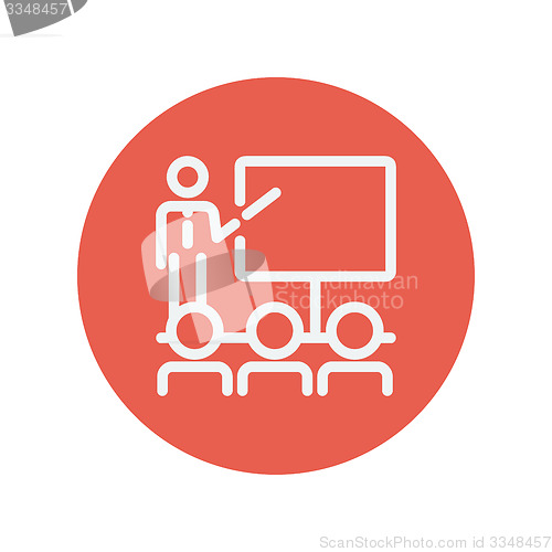 Image of Businessman giving a presentation thin line icon