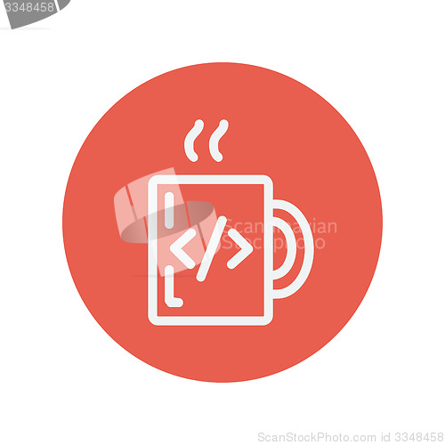 Image of Mug with hot coffee thin line icon