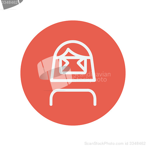 Image of Girl wearing virtual reality headset thin line icon