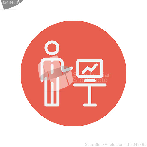 Image of Businessman presentation thin line icon
