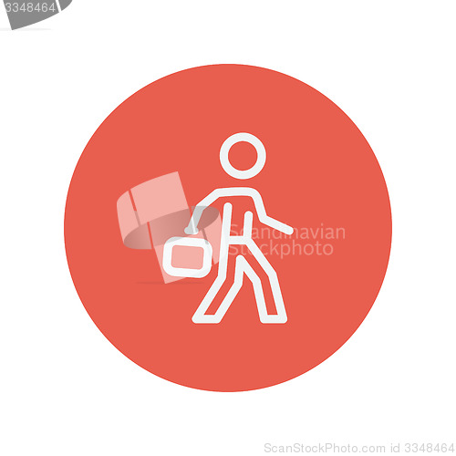 Image of Man walking with briefcase thin line icon