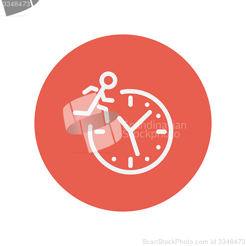 Image of Man running on time thin line icon