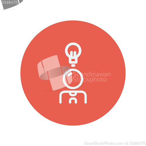 Image of Businessman with ideas thin line icon