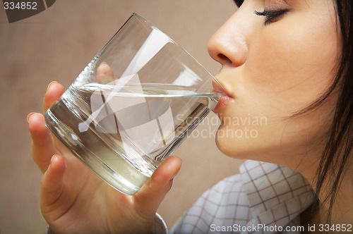 Image of young woman with glass of mineral water