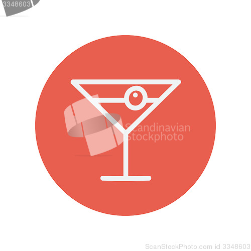 Image of Cocktail drink with cherry thin line icon