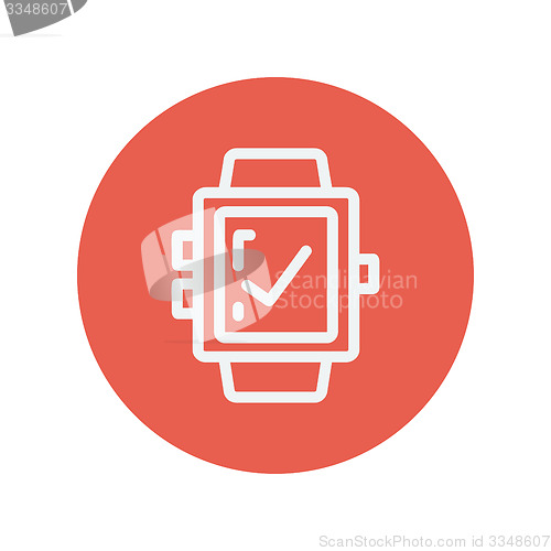 Image of Smartwatch with checj sign thin line icon