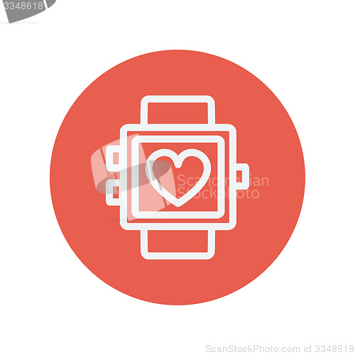 Image of Wristwatch with heart display thin line icon