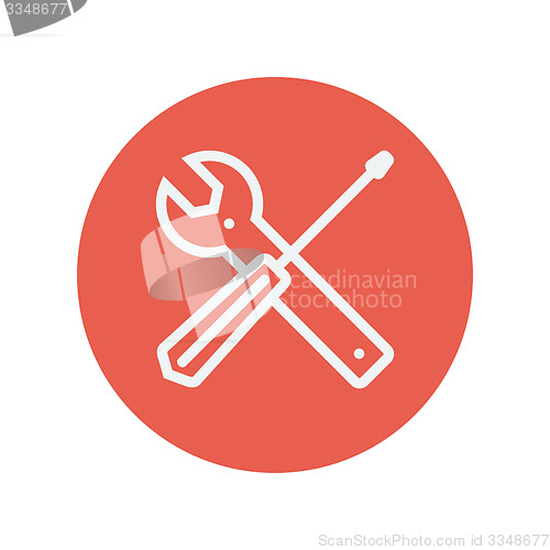 Image of Screw driver and wrench tools thin line icon