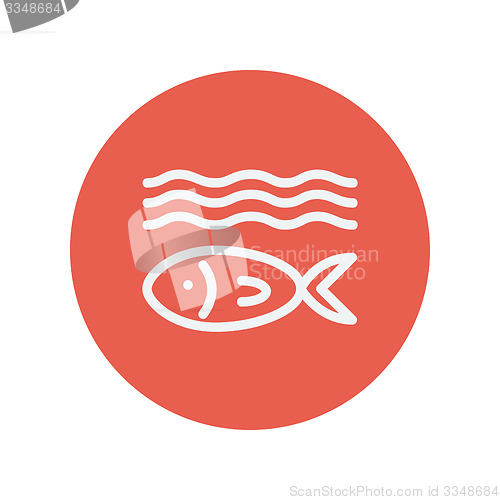 Image of Fish under water thin line icon