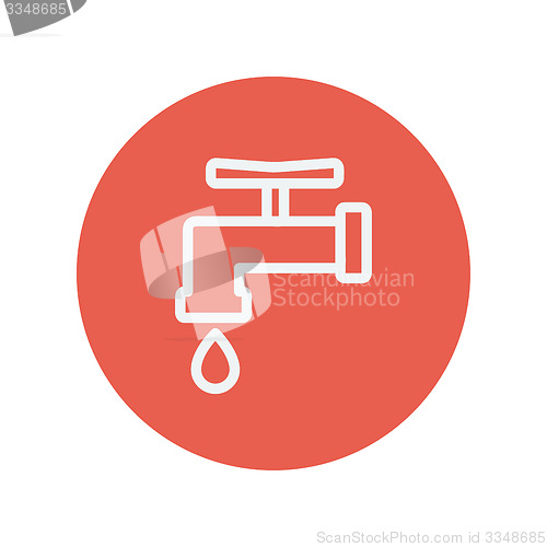 Image of Faucet with water drop thin line icon