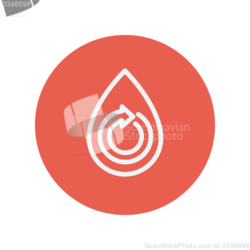 Image of Water drop with spiral arrow thin line icon
