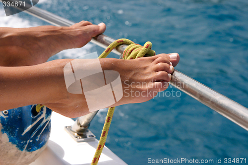 Image of wet  sunburned feet