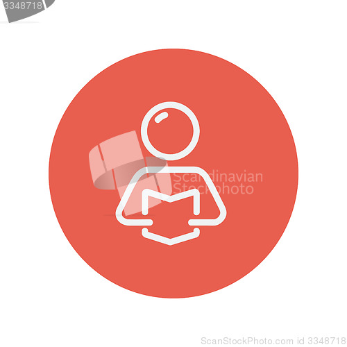 Image of Man reading book thin line icon
