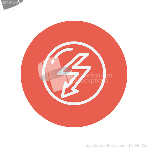 Image of Bubble with lightning arrow thin line icon