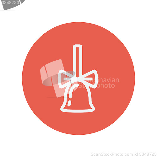 Image of School bell with ribbon thin line icon