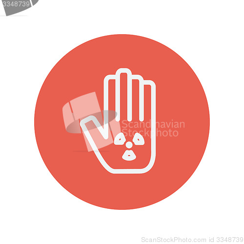 Image of Hand and some object thin line icon