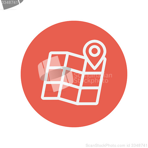 Image of Folded map with pin thin line icon
