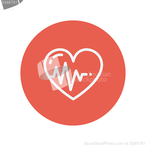 Image of Heart with cardiogram thin line icon