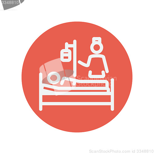 Image of Nurse attending a sick patient thin line icon