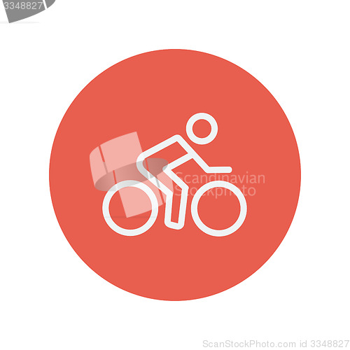Image of Sport bike and rider thin line icon