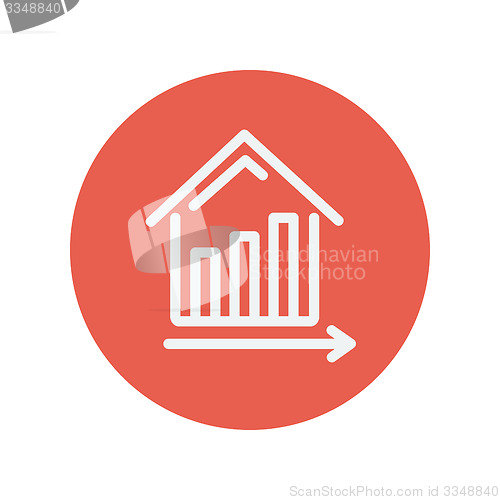 Image of Graph showing financial real estate growth thin line icon