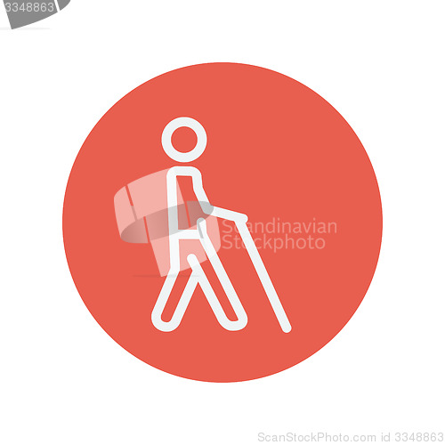 Image of Man with stick thin line icon