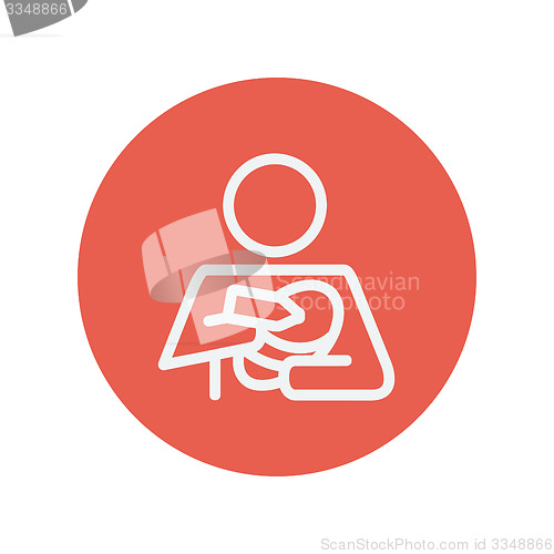 Image of Mother and baby breastfeeding thin line icon