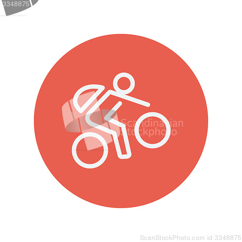 Image of Mountain bike rider thin line icon