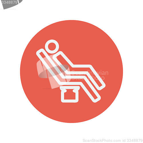 Image of Man sitting on the dental chair thin line icon