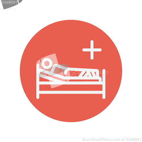 Image of Patient is lying on medical bed thin line icon