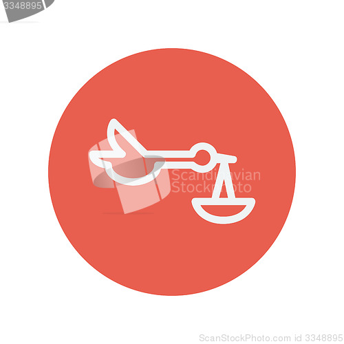 Image of Baby basket and stork thin line icon