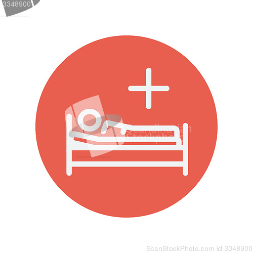 Image of Medical bed with patient thin line icon