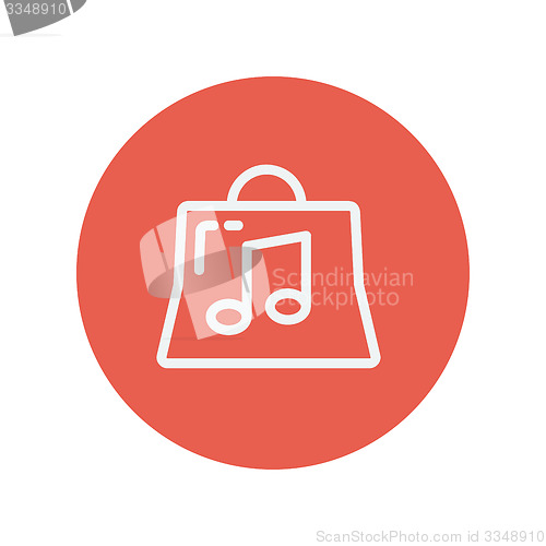 Image of Shopping bag with musical note thin line icon