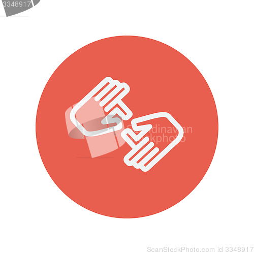 Image of Two hands thin line icon
