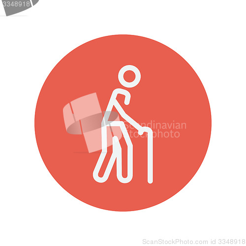 Image of Man with cane thin line icon