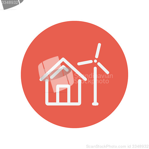 Image of House with windmill thin line icon