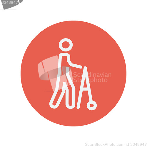 Image of Disabled person with walker thin line icon