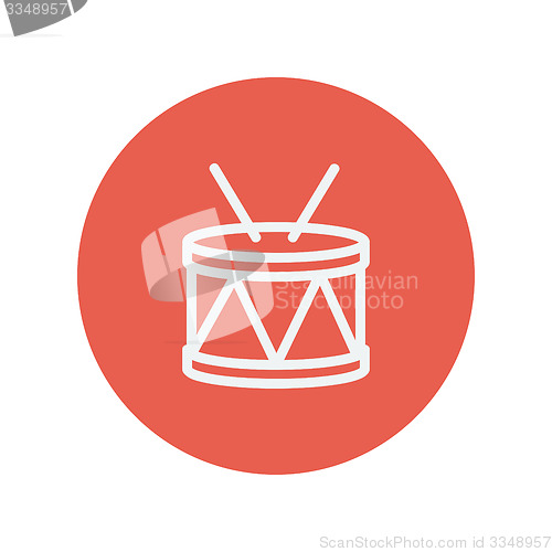 Image of Drum with stick thin line icon