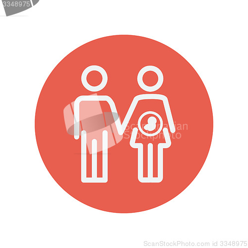 Image of Husband with pregnant wife thin line icon