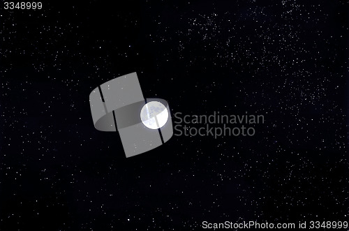 Image of Full Moon in the sky with stars and water