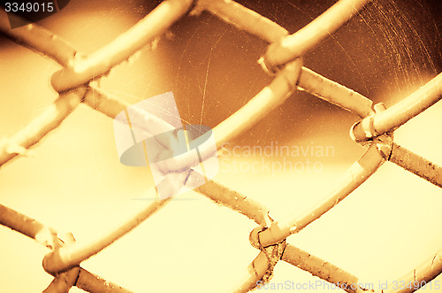 Image of Green metal iron mesh background.