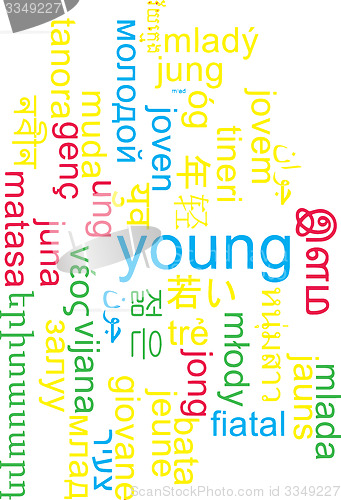 Image of Young multilanguage wordcloud background concept