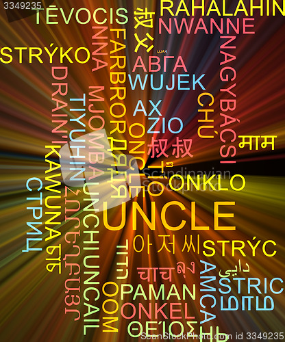 Image of Uncle multilanguage wordcloud background concept glowing