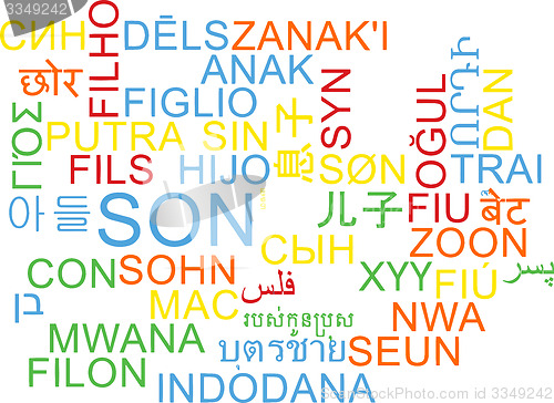 Image of Son multilanguage wordcloud background concept