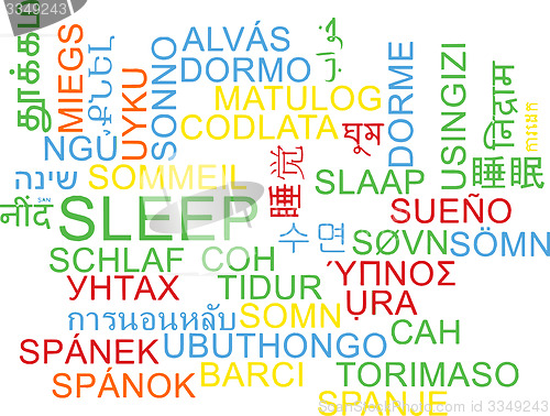 Image of Sleep multilanguage wordcloud background concept