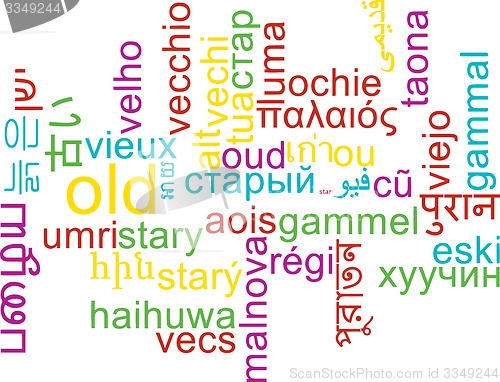 Image of Old multilanguage wordcloud background concept