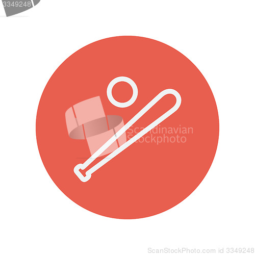 Image of Baseball bat and ball thin line icon