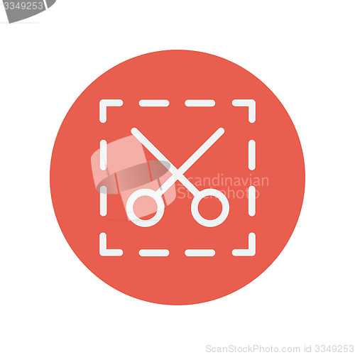 Image of Scissors with cut lines thin line icon